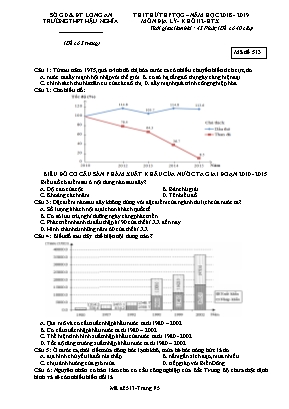 Đề thi thử THPT Quốc gia môn Địa lý Khối 12 - HTX - Mã đề 513 - Năm học 2018-2019 - Trường THPT Hậu Nghĩa